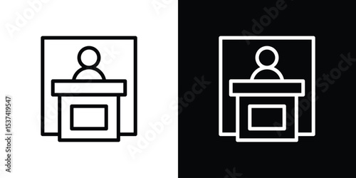 Exhibitor icon set in line.