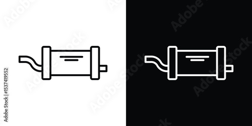 Exhaust pipe icon set in line.
