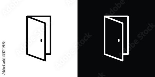 Door open icon set in line.
