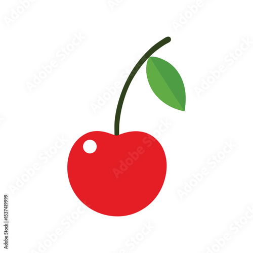 Cherry red juicy fruit with twin pair design in flat style color vector illustration