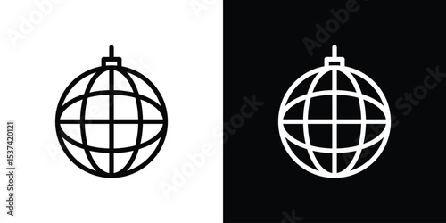 Disco ball icon set in line.