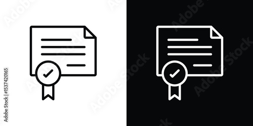 Diploma icon set in line.