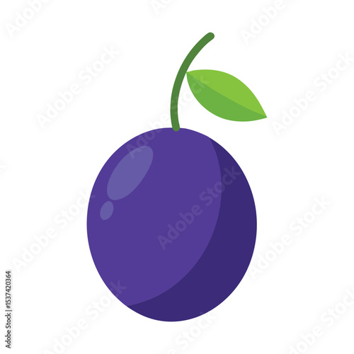 Java plum tropical dark purple fruit in clean flat vector design color vector illustration