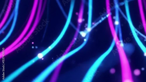 Seamless 4K Futuristic Neon Lines Animation Dynamic Tech Flow