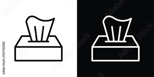 Box tissue icon set in line.