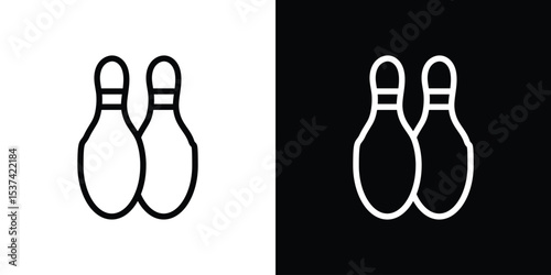 Bowling pins icon set in line.