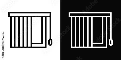 Blinds open icon set in line.