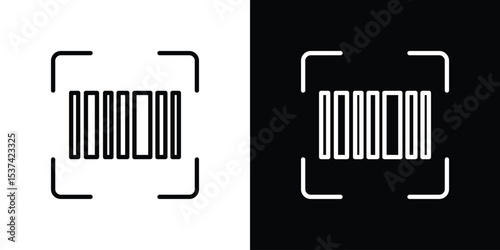 Barcode read icon set in line.