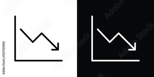 Arrow trend-down icon set in line.