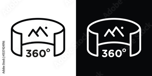 Tour virtual icon set in line.