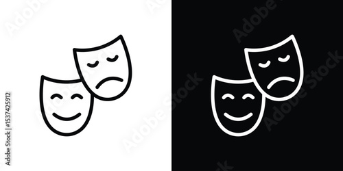Theater masks icon set in line.