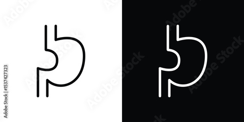 Stomach icon set in line.
