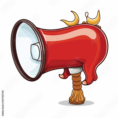 Professional Cartoon Vector Illustration of Bullhorn with Speech Bubble for Communication Designs