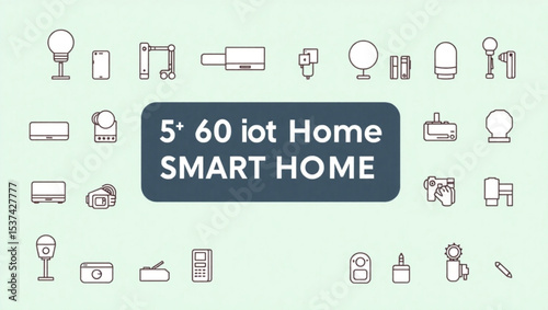 Collection of iot home automation devices and smart home technology line art icons arranged on a light background created with generated ai