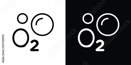 Oxygen O2 icon set in line.