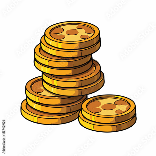 Colorful Cartoon Coins Icon Isolated Vector Illustration for Finance Designs
