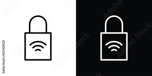 Nfc lock icon set in line.