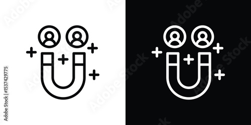 Magnet user icon set in line.