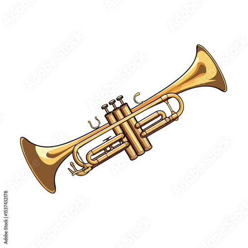Golden Trumpet Musical Instrument Isolated Icon for Professional Designs