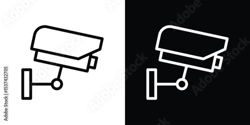 Security camera icon set in line.