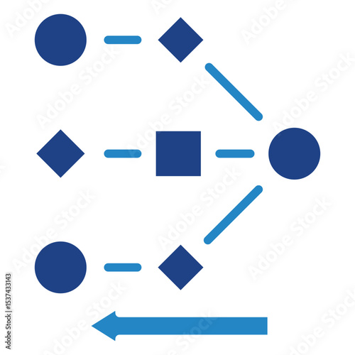 Backpropagation mini illustration dual tone blue color icon, use for machine learning, education, technology industry, UI, UX kit, app and web development, digital or print.