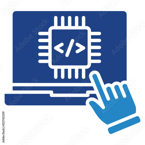 Embedding mini illustration dual tone blue color icon, use for machine learning, education, technology industry, UI, UX kit, app and web development, digital or print.