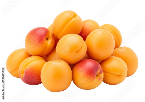 tas d'abricots isolés sur un fond blanc