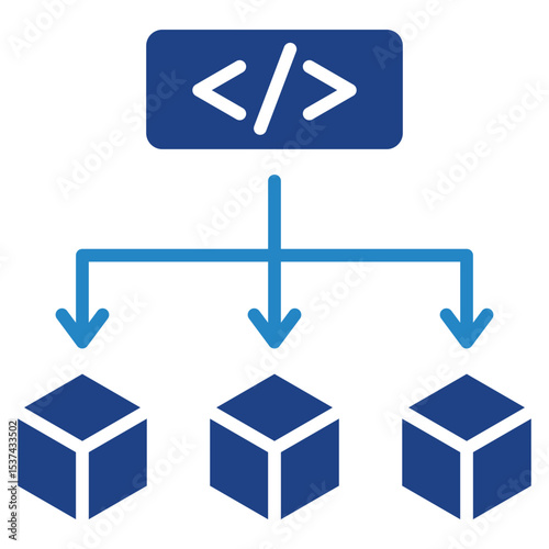 Function mini illustration dual tone blue color icon, use for machine learning, education, technology industry, UI, UX kit, app and web development, digital or print.