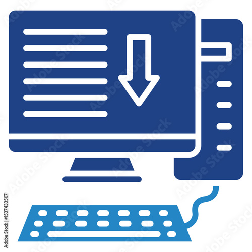 Input mini illustration dual tone blue color icon, use for machine learning, education, technology industry, UI, UX kit, app and web development, digital or print.