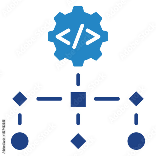 Data Structure mini illustration dual tone blue color icon, use for machine learning, education, technology industry, UI, UX kit, app and web development, digital or print.