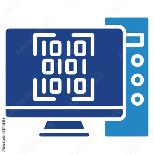 Matrix mini illustration dual tone blue color icon, use for machine learning, education, technology industry, UI, UX kit, app and web development, digital or print.