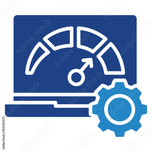 Performance mini illustration dual tone blue color icon, use for machine learning, education, technology industry, UI, UX kit, app and web development, digital or print.