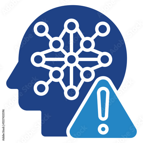 Overfitting mini illustration dual tone blue color icon, use for machine learning, education, technology industry, UI, UX kit, app and web development, digital or print.