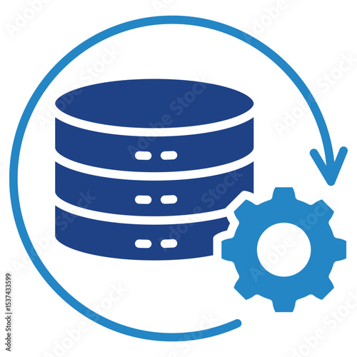 Preprocessing mini illustration dual tone blue color icon, use for machine learning, education, technology industry, UI, UX kit, app and web development, digital or print.