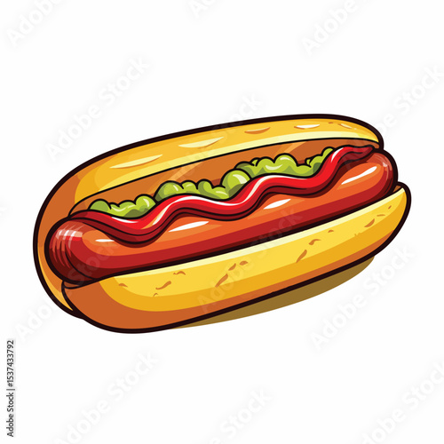 Vector Illustration of Hot Dog Fast Food Icon for Design Projects