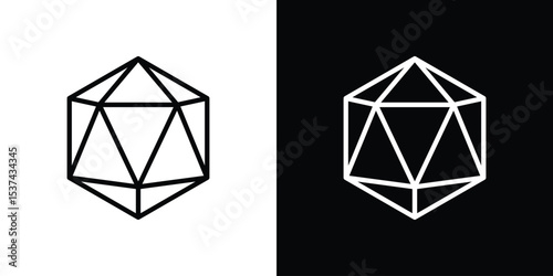 Dice d20 icon set in line.