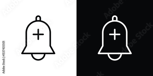 Cowbell circle plus icon set in line.