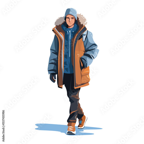 Professional Man Winter Clothing Vector Illustration Isolated EPS Design