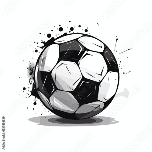 Professional Monochrome Silhouette with Soccer Ball Vector Illustration for Sports Designs