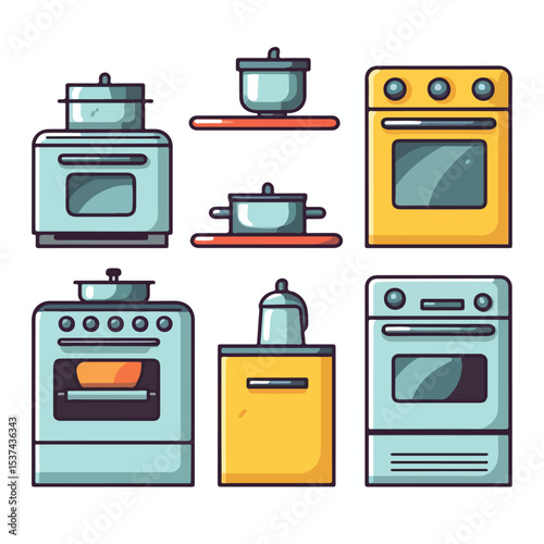 Professional Modern Kitchen Stove Appliance Isolated Equipment Concept Design