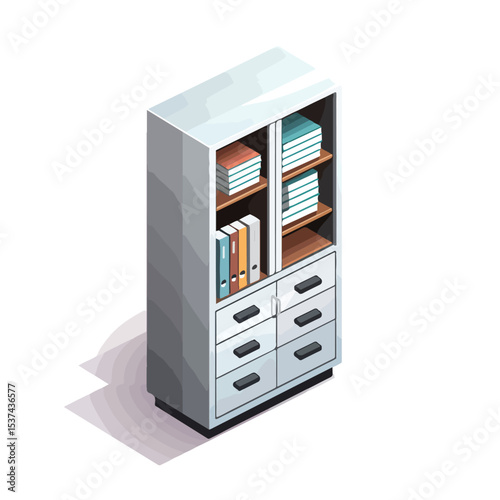 Modern Office Cabinet Isolated Vector Illustration for Professional Workspace Designs