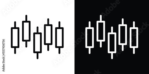 Chart candlestick icon set in line.