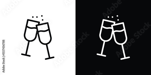 Champagne Glass icon set in line.