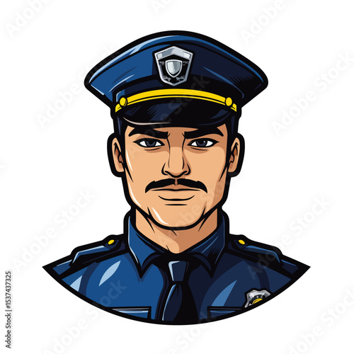 Professional Policeman Face Avatar Profile Picture Cartoon Character