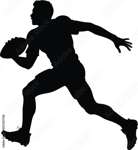 Silhouette of an American Football Player Running with the Ball in Hand