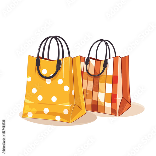 Colorful Cartoon Shopping Bags in Retail Store, Shopping Retail Sale Concept
