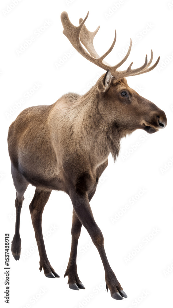 Fototapeta premium Alaskan Moose in Profile Pose, Isolated on Transparent Background