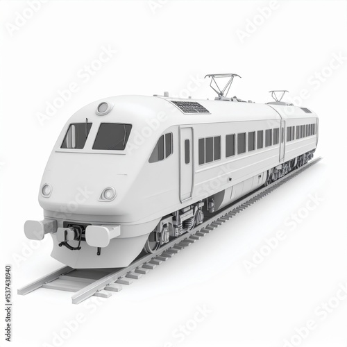 White High Speed Rail on Tracks