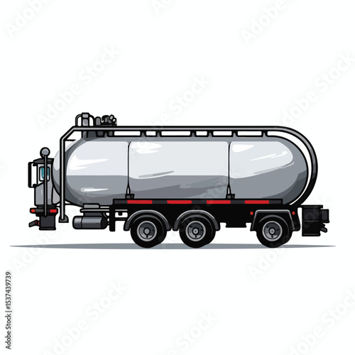 Professional Trailer Tank with Oil Drop Fill Style Vector Illustration