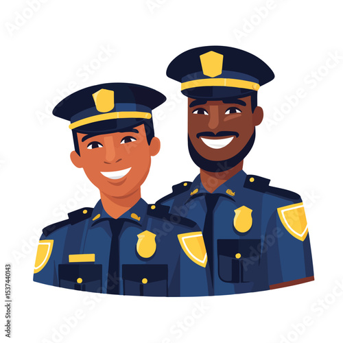 Professional Afro-American Policeman Working with Two Colleagues in a Team, Law Enforcement Concept